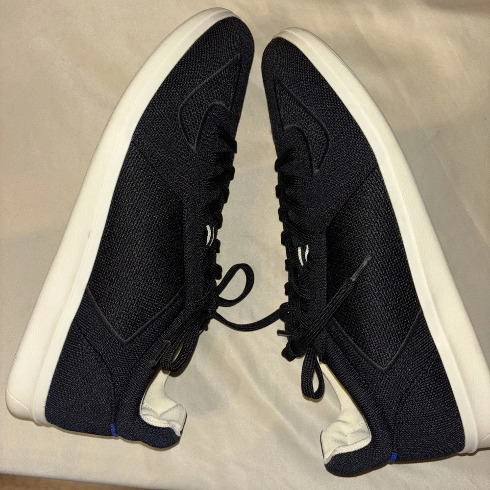 Rothy's Men Sz 12 Black RS01 Lace Up Sneakers Washable Knit $179 Casual Shoe